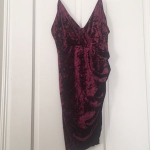 Forever 21 Velour Wrap Ruched Burgundy Dress